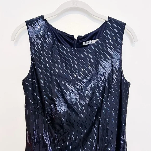 eliza j blue sequin dress Eliza J Sequin Floral Cocktail Midi Dress - Blue Multi